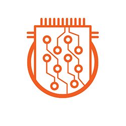 Dow Global Challenges icon: a circuit board inside an orange-red circle