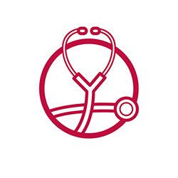 Dow Global Challenges icon: a stethoscope inside a crimson circle