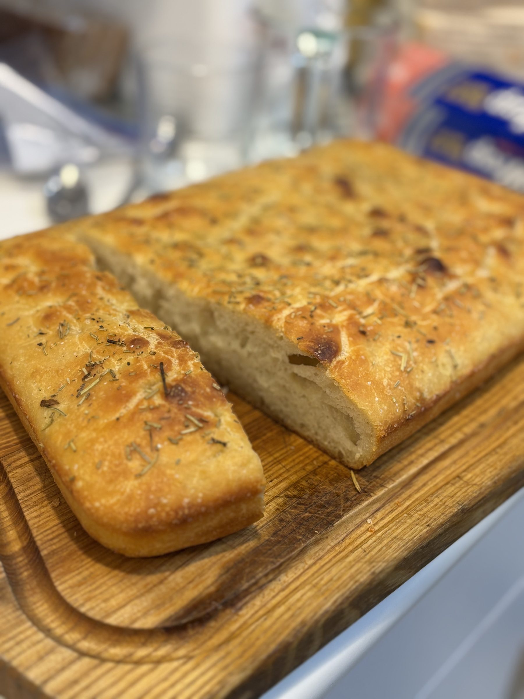 Rosemary focaccia on a cutting board