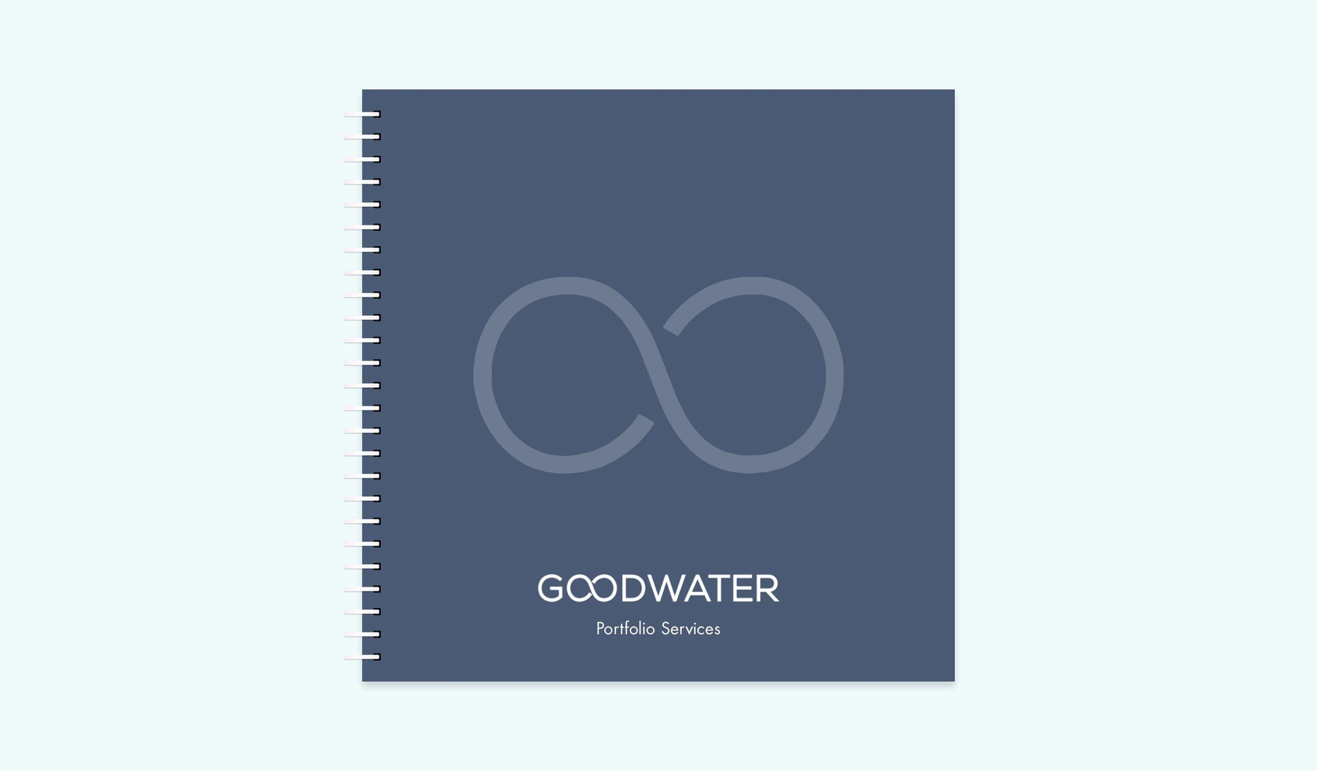 Animated walkthrough of the Portfolio Services booklet: the slate-blue cover, the mission and contents spread, the services overview, then spreads for Market and Product Research, Performance Benchmarks, Fundraising Benchmarks, the Investor and Deal Database, Compensation Benchmarks and the Expert Network, and finally the thank-you page and back cover
