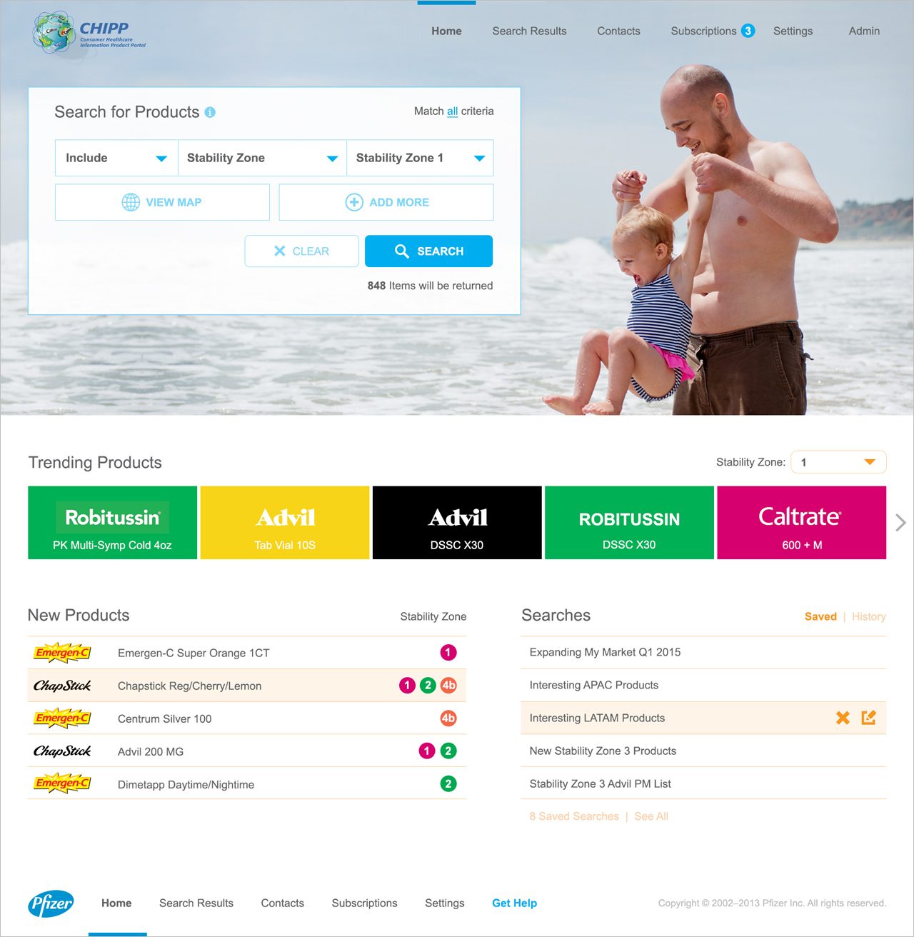 CHIPP home page with a search panel, trending products and new product lists